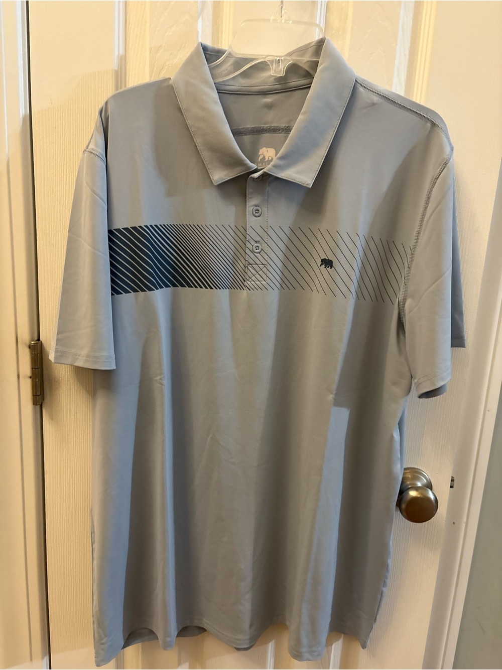 Normal Brand Men's Light Blue Short-Sleeve Polo with Diagonal Stripe